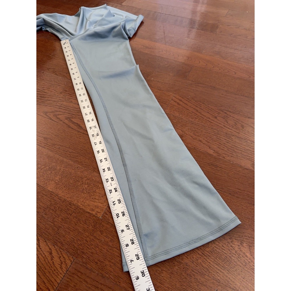 ALO Yoga High Waisted Flare Legging Light Blue Womens Small Ankle Snap - Picture 3 of 7